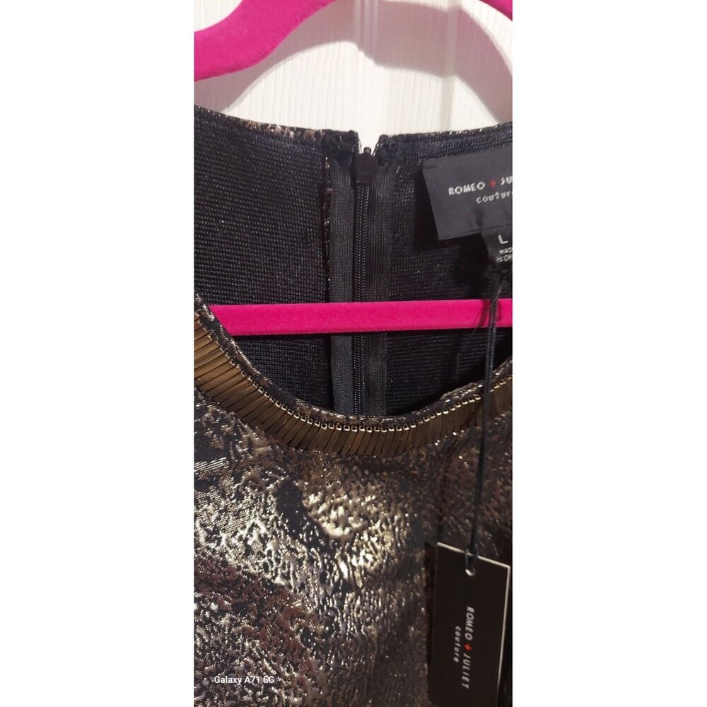 Romeo &‎ Juliet Couture Dress Black Gold Sleeveless Size L Party Homecoming NWT - Picture 5 of 15